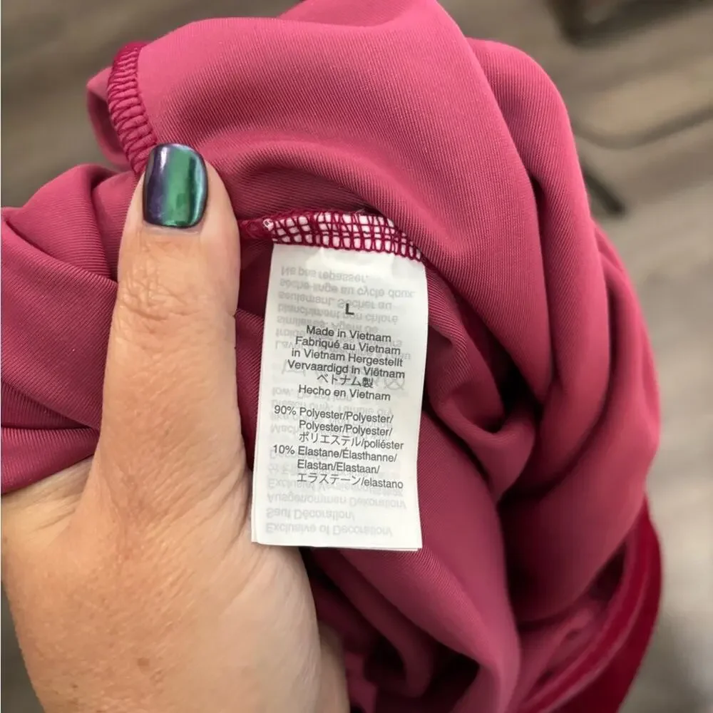 J.Crew Dark Pink Velvet Scoop Neck Bodysuit Large